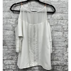 Sachin + Babi for Ankasa White Off Shoulder Short Sleeve Lightweight Blouse Sz 4
